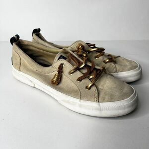 Sperry Gold Crest Vibe Textile Sparkle Glitter Sneakers Womens Size 8.5 STS84470